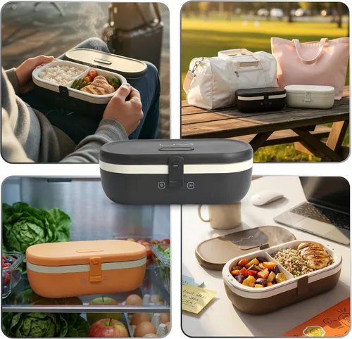 Vista 7 de UVI, Fiambrera eléctrica autodesinfectante para adultos, calentador de alimentos portátil para trabajo y viajes, lonchera portátil con calefacción