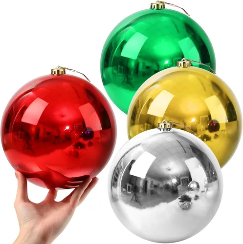 Vista 8 de Zubebe 4 unidades de esferas de adornos de Navidad extra grandes de 8" (200 mm) de plástico de grado comercial gigantes sobredimensionadas