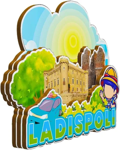 Vista 2 de Ladispoli - Imán de madera para nevera, diseño de Lazio Italia, monumentos 3D, recuerdos coleccionables, decoración hecha a mano -2431