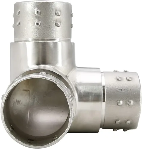 Vista 4 de Conector de barandilla de acero inoxidable 316, conector de codo de carpintero empotrado con forma de esquina de 3 vías para tubería de calibre 16