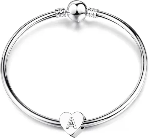 Vista 4 de TGLS - Abalorio de corazón con letra A a Z, diseño de corazón y texto en inglés