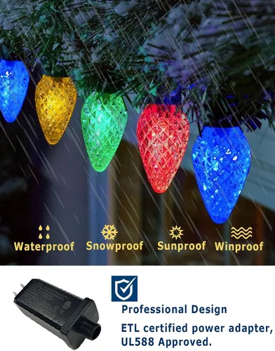 Vista 7 de HIITEN Luces de Navidad RGB C9 para exteriores de 118 pies, 150 LED, efectos de persecución de bricolaje, luces LED inteligentes de Navidad