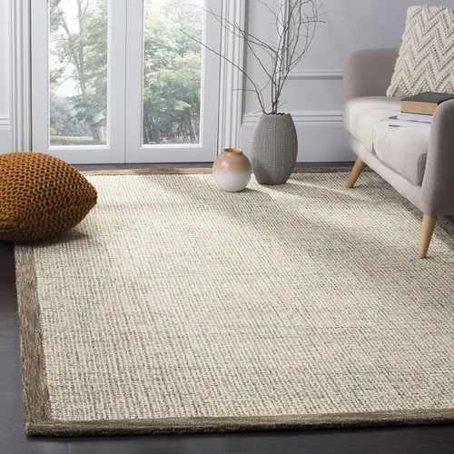 Vista 4 de SAFAVIEH Abstract Collection - Alfombra decorativa, 2 x 3 pies, marrón y marfil, lana hecha a mano, ideal para zonas de alto tráfico en entrada