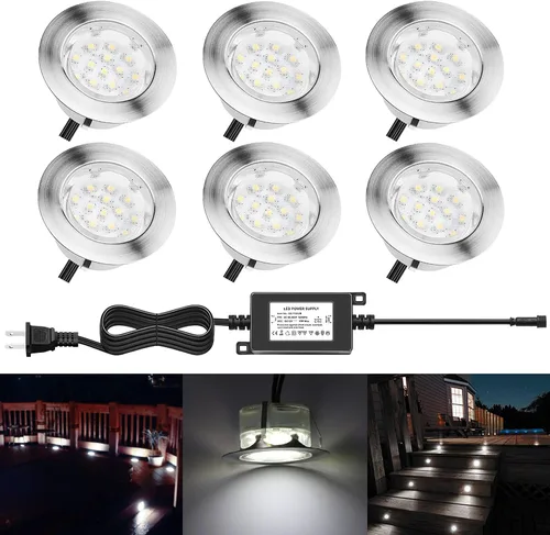 Vista 15 de B108 Luces LED de cubierta para jardín patio escaleras (RGB, 6 piezas)