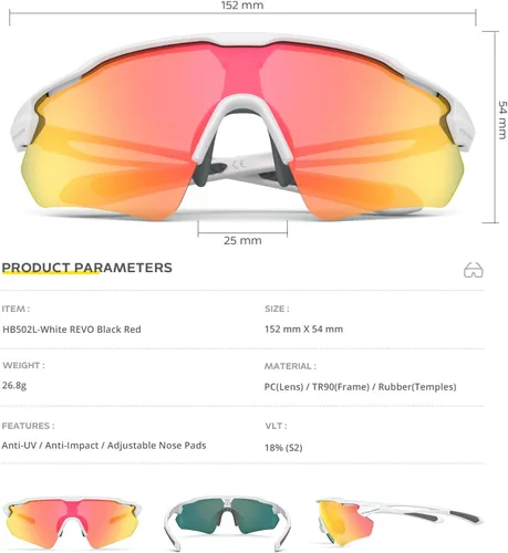 Vista 17 de Lentes de sol polarizados para ciclismo con 5 micas UV400, con armazón TR90.
