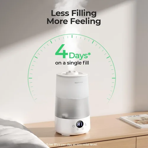 Vista 4 de Homvana Humidificadores de niebla fría de 3.6 L para dormitorio, habitación grande, hogar, casa entera, oficina, sala de estar, llenado superior 34