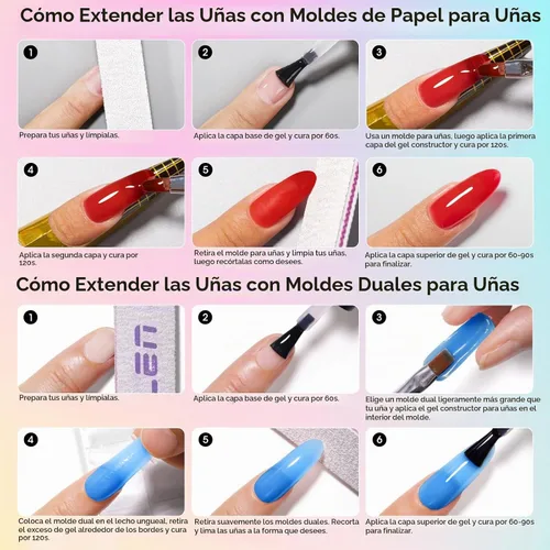 Vista 8 de GELLEN Gel constructor para uñas - Gel duro 10 en 1 para esculpir la Azul Amarillo Rojo Verde