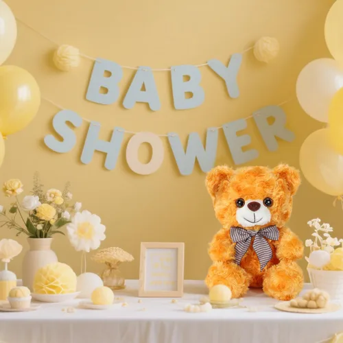 Vista 3 de Oso de Peluche Animal de Felpa, Oso de Peluche Amarillo Brillante Juguete de Felpa para Niños y Niñas de 3+, Oso Suave de 8″ como Regalo para Niños