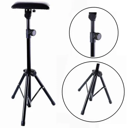 Vista 3 de Soporte para reposabrazos de tatuaje, almohadilla de esponja plegable para tatuaje y piernas, trípode con altura ajustable para suministros