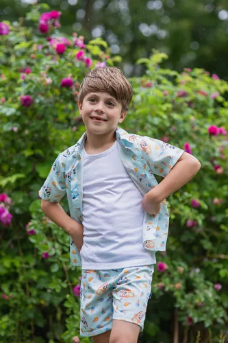 Vista 7 de Bluey Camisa y pantalones cortos hawaianos familiares con botones y muffin de bingo