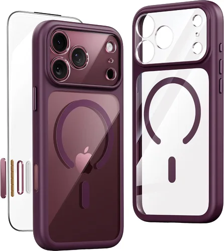 Vista 11 de JUESHITUO Funda magnética más fuerte a prueba de golpes para iPhone 18 Pro claro negro