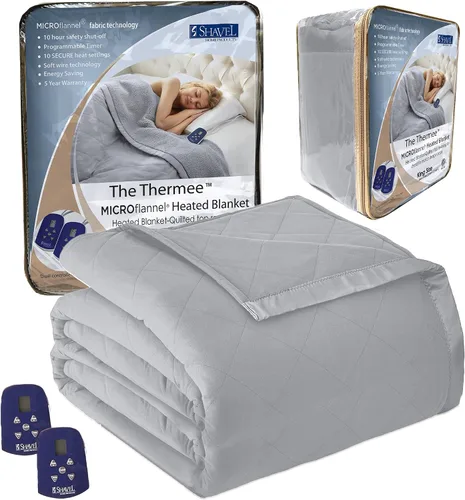 Vista 33 de Thermee Manta térmica de microfranela tamaño Queen – 10 ajustes, programable, calentamiento rápido, cuadros rústicos