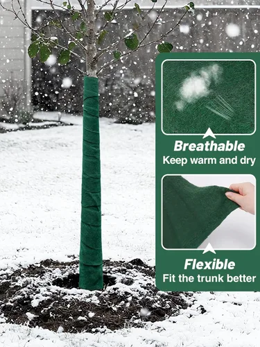 Vista 3 de ANPHSIN Protector de árbol para protección contra la congelación en invierno, 65 pies x 2 piezas, protector de corteza de tronco transpirable