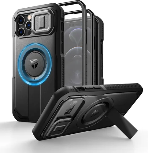 Vista 113 de Dexnor - Funda para iPhone 12 & iPhone 12 Pro con tapa deslizante para cámara, soporte ajustable y protector de pantalla integrado, carcasa