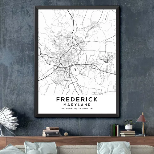 Vista 2 de Mapa de Frederick, Maryland, Light 2 (8x10)