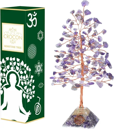Vista 13 de Árbol de la vida de chakras de aventurina amarilla, árbol de cristal para energía positiva, decoración de Feng Shui, árbol de piedras preciosas