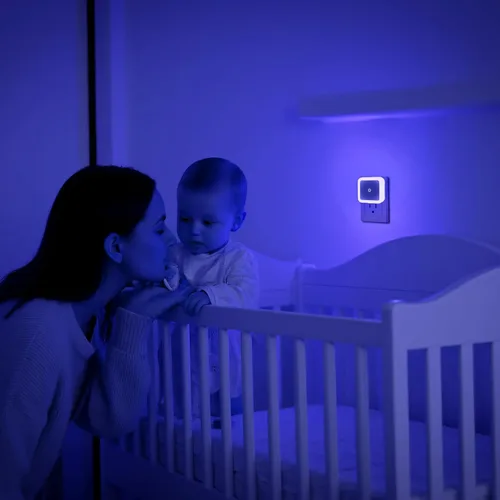 Vista 7 de Paquete de 6 luces nocturnas LED azules enchufables, sensor de atardecer a amanecer encendido y apagado automático, eficientes energéticamente