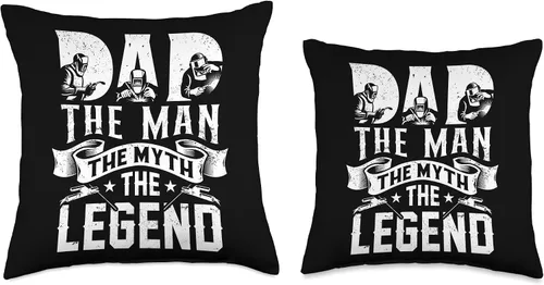 Vista 3 de Welder Dad The Man Myth Legend Flame Metalsmith Fabricator Throw Pillow