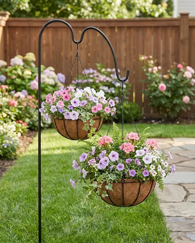Vista 5 de Kingbuy - Cesta colgante para flores o plantas, con cadena, para la casa o el balcón, elemento decorativo