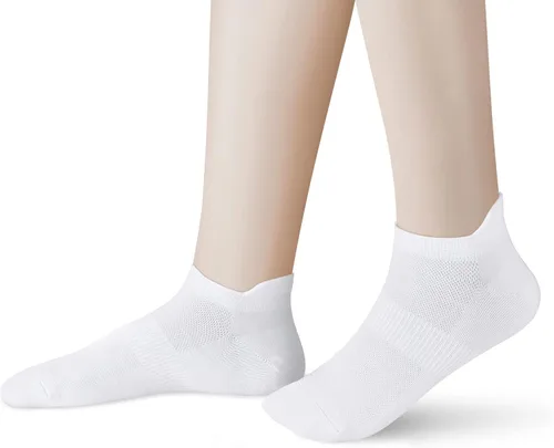 Vista 2 de Corlap 8Pairs Womens Ankle Athletic Running Socks White Thin No Show Low Cut With Tab Sport Short Socks