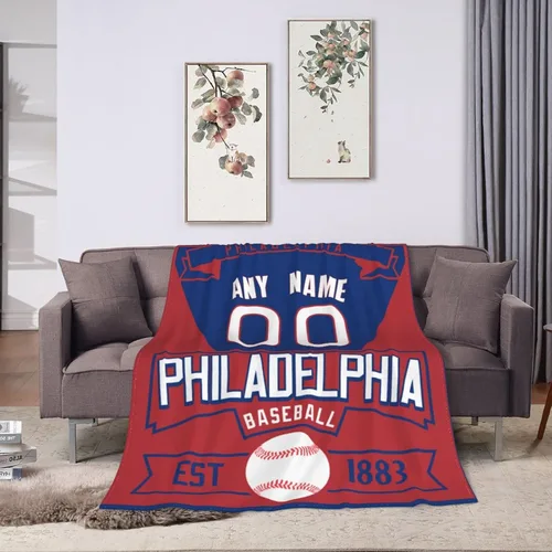 Vista 10 de Manta personalizada para cama, regalo para fanáticos del béisbol, manta de forro polar para invierno y verano, manta personalizada con nombre