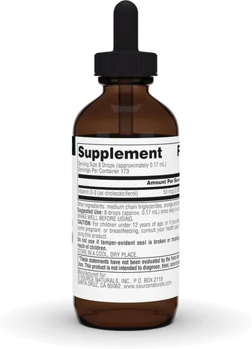 Vista 3 de Source Naturals Vitamina D-3 Gotas Líquidas 2000 iu Apoya la salud ósea e inmunológica* - 1 onza líquida