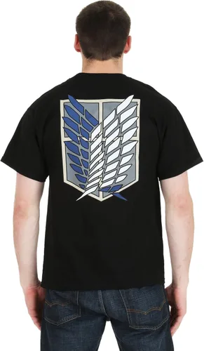 Vista 3 de Ripple Junction Attack on Titan Men's Short Sleeve T-Shirt Front & Back Graphic Survey Corps Emblem Officially Licensed