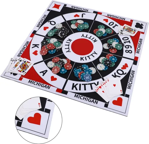 Vista 6 de Michigan Rummy Juego de mesa Tripoley Juego de fieltro plegable Familia Combinación original de Joker Rummy, corazones y póker incluye 2 barajas