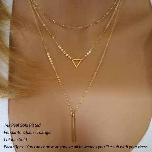 Vista 2 de Turandoss - Collares chapados en oro de 14 quilates para mujer, hechos a mano con múltiples capas de perlas de barra, moneda de disco, luna