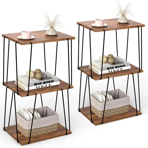Vista 6 de KJGKK Mesa auxiliar alta, mesa auxiliar pequeña, mesa decorativa de 29 pulgadas de alto, mesita de noche para sala de estar, dormitorio y oficina