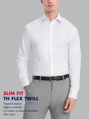 Vista 5 de Tommy Hilfiger Camisa de vestir para hombre Slim Fit Stretch Twill