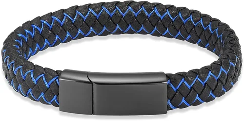 Vista 5 de Oinsi Pulseras de cuero para cremación para mujeres y hombres, pulsera trenzada de 0.472in, urna conmemorativa, regalos de joyería con cierre