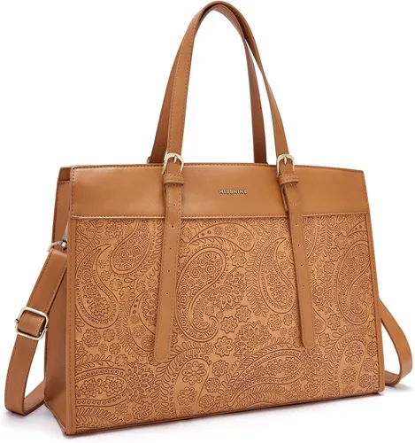 Vista 9 de Missnine Bolsa Tote para Laptop para Mujeres 15.6 Pulgadas, Bolsas de Trabajo de Cuero, Cartera de Computadora para Maestras, Maletín, Bolso de Mano