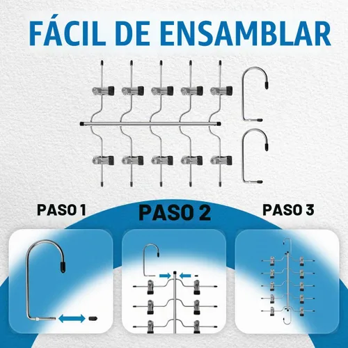 Vista 4 de Paquete de 3 perchas para faldas que ahorran espacio, colgador de falda de 3 paquetes de perchas de metal para faldas