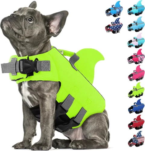 Vista 13 de Chaleco salvavidas para perros pequeños, chaleco salvavidas para Chaleco de natación para perros de alta flotabilidad con asa de rescate