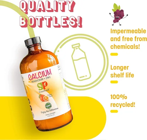 Vista 7 de GreenPeach Calcio líquido para niños, suplemento de magnesio, D3 y zinc, citrato de calcio y vitamina D3 jarabe calmante para niños, sin azúcar, sin
