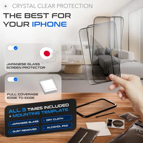 Vista 2 de ROXX NEO - Protector de pantalla japonés 9H 3D (paquete de 3) Cobertura de pantalla completa Para iPhone 16 Plus Más duro Más claro