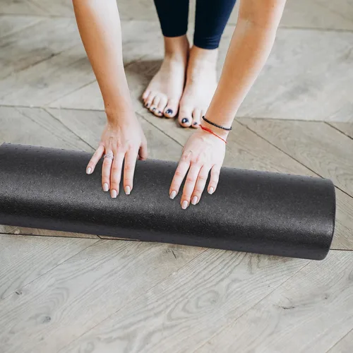 Vista 4 de STOBAZA Rodillo de yoga semicircular de alta densidad masajeador muscular negro para fitness alivio de espalda Pilates y entrenamiento de ejercicio