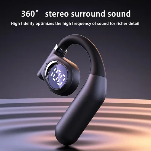 Vista 5 de Bluetooth 5.3 Open-Ear Air Conduction Headphones, HiFi Stereo Sound, 30 Hrs , Over-Ear Wireless Earbuds with LED Power Display for Sport Work