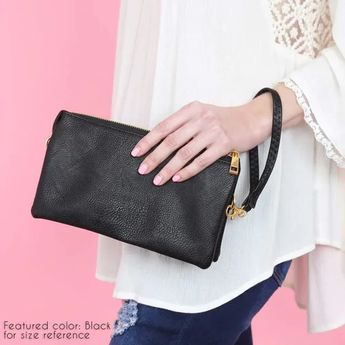 Vista 2 de RIAH FASHION Cartera convertible de cuero vegano - Bolso pequeño para teléfonotarjetas y muñeca desmontablecruzada
