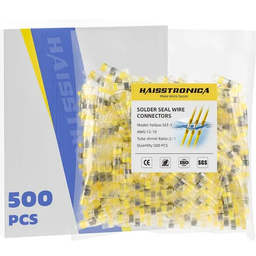 Vista 16 de haisstronica 50 conectores de alambre con sello de soldadura, impermeables, termorretráctiles, terminales para embarcaciones, electricidad
