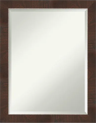 Vista 87 de Amanti Art Espejo de baño marrón para sobre lavabo, espejo rectangular de 24x20 Caleb Brown para tocador, marco rústico pequeño de estilo campestre