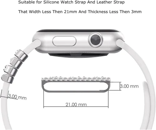 Vista 3 de 1 juego de abalorios de reloj para Apple Watch Series 9 8 SE 7 6 5 4 3 2 1 Correa de reloj Anillo decorativo