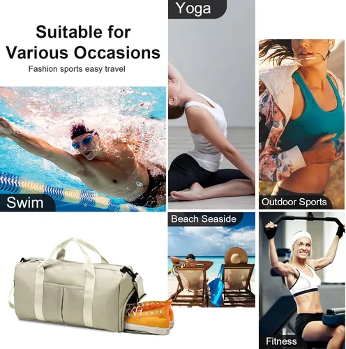 Vista 7 de ZGWJ Bolsa de viaje con relleno de hombro, impermeable, para mujeres y hombres, para natación, deportes, viajes, gimnasio, bolsa plegable