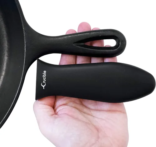 Vista 5 de Crucible Cookware Soportes de silicona para mango caliente (negro, paquete de 2 grandes)
