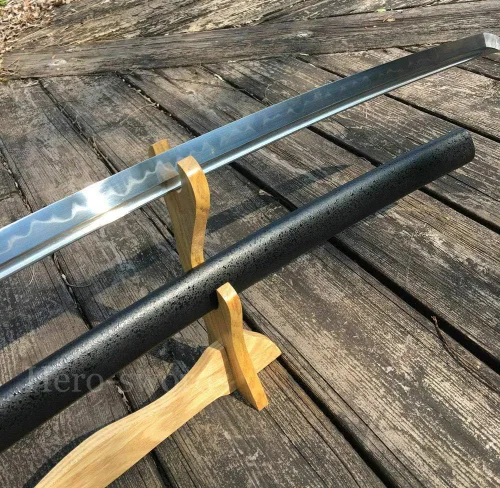 Vista 8 de Espada de espiga completa hecha a mano de 41 pulgadas, katana japonesa de espiga completa forjada a mano, espada samurái de combate real, espada