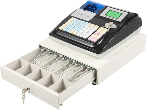 Vista 10 de Caja registradora pequeña de 39 llaves electrónica con cajón, caja registradora sin llave, impresión térmica rápida y silenciosa, pantalla de doble