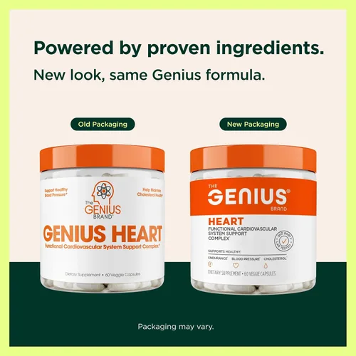 Vista 4 de The Genius Brand Genius Heart - Suplemento de salud para adultos para apoyo diario de la función cardíaca - Apoya el flujo de sangre y oxígeno - Con