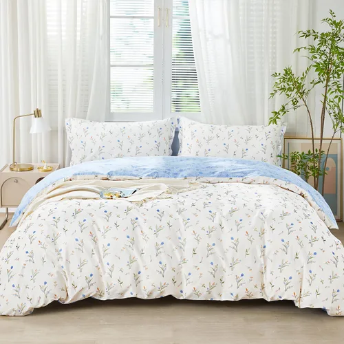 Vista 66 de SAPHREAS Juego de Funda de Edredón de Flores Rosas 2 piezas Algodón Estilo Jardín Campanilla Floral Ropa de Cama Juego de Funda de Edredón 100%