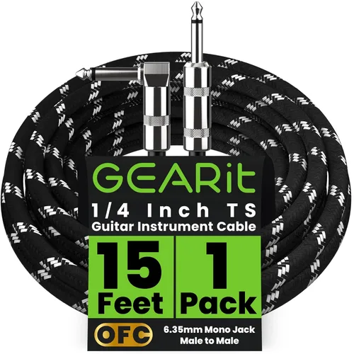 Vista 19 de GEARit Cable de instrumento de audio (10 pies) en ángulo recto a recto de 1/4 de pulgada macho a macho para cable AMP, base y guitarra eléctrica